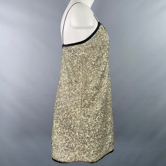 ZADIG & VOLTAIRE DELUXESize S Silver Black Nylon Spaghetti Straps Cocktail Dress - Picture 3 of 8